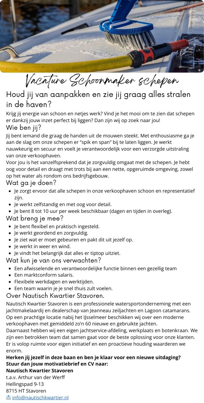 Vacature schoonmaker schepen